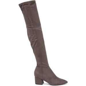 Steve Madden Estel Over The Knee High Boots Thigh High Faux Suede Heeled Gray
